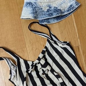 Jcrew striped lace up one piece swimsuit